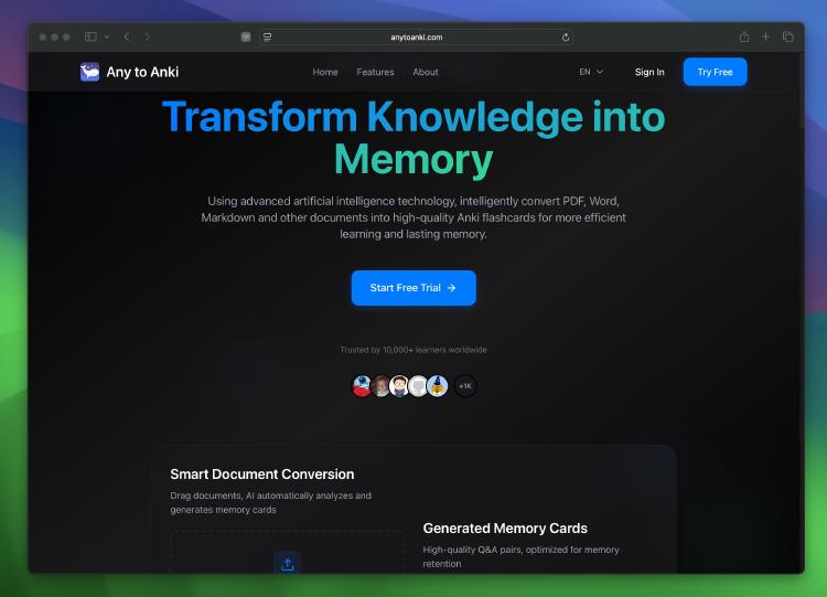 anytoanki: 通过 AI 将文档转为 ANKI 卡包