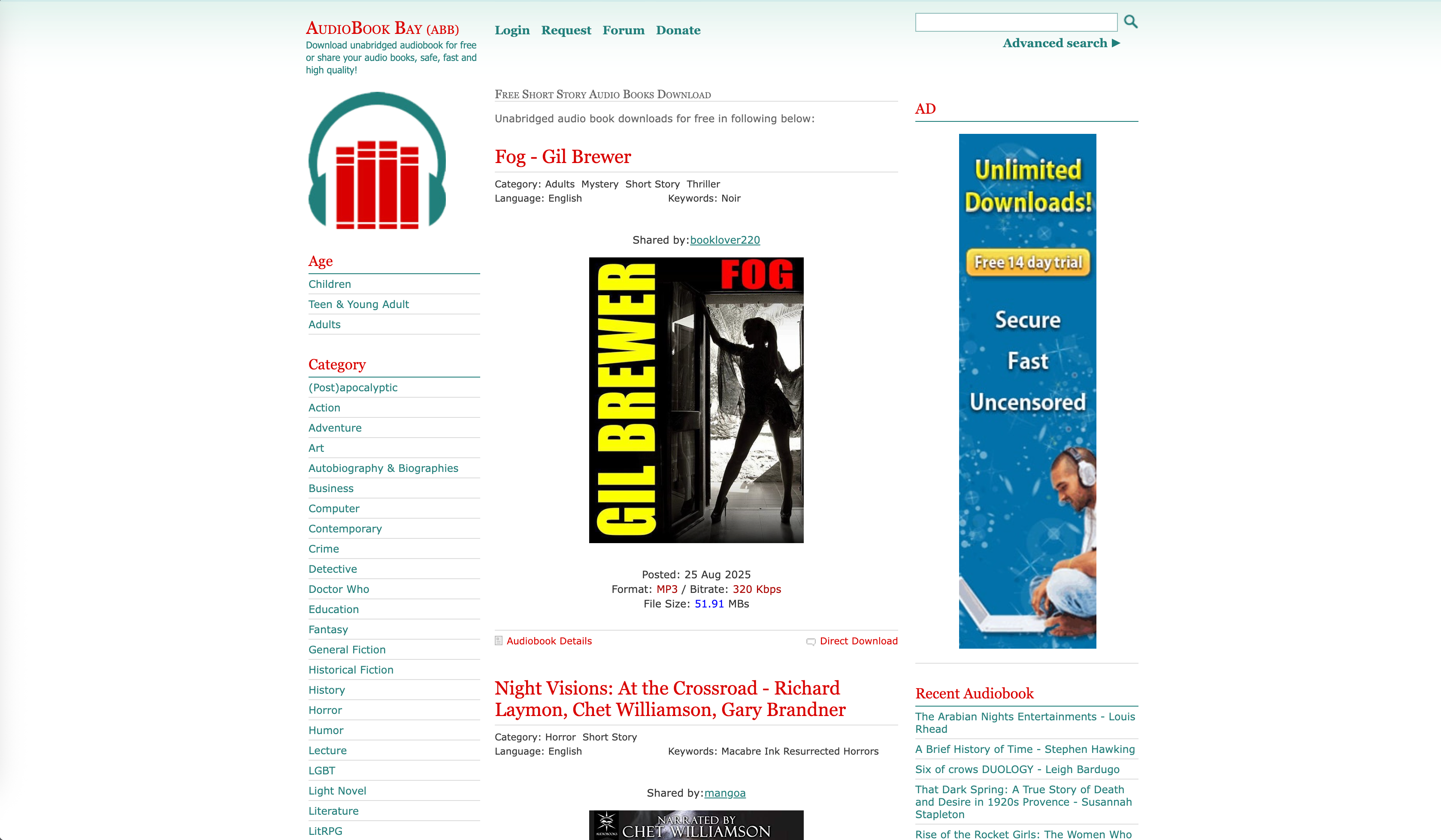 AudiobookBay Free Short Story Downloads