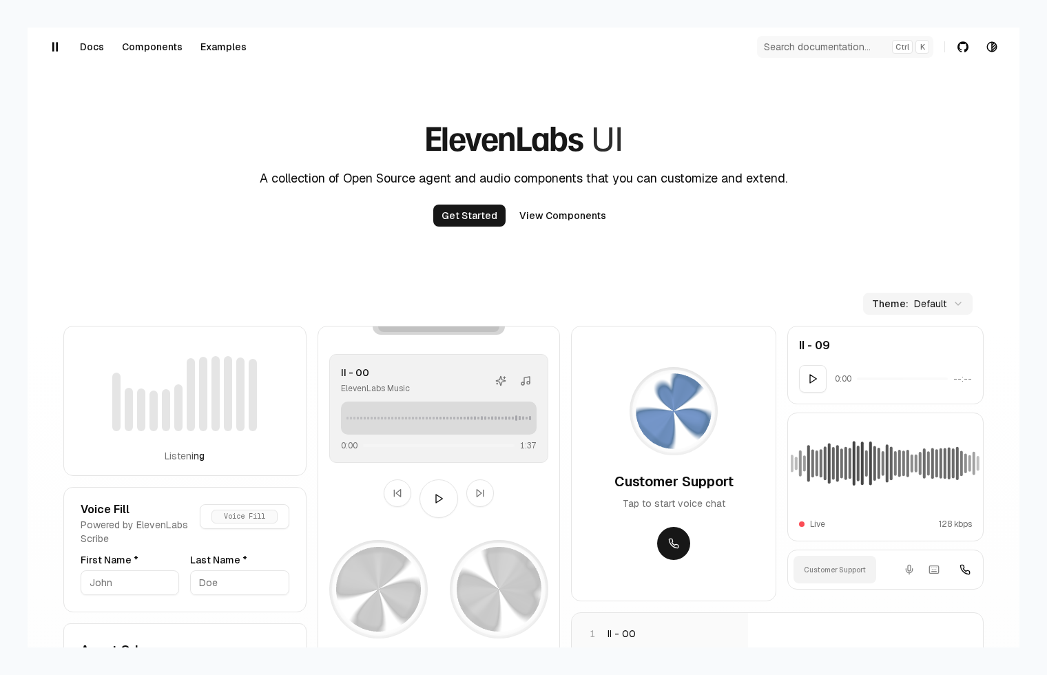 ElevenLabs开源UI组件库
