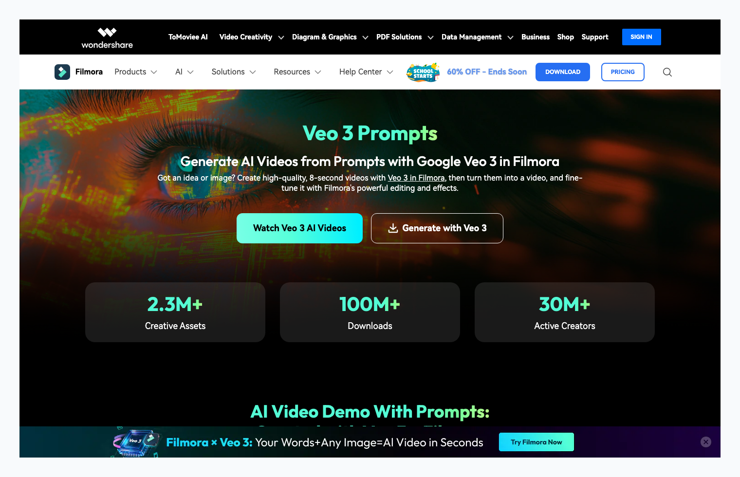 Filmora Veo3 Prompt AI Video Generator