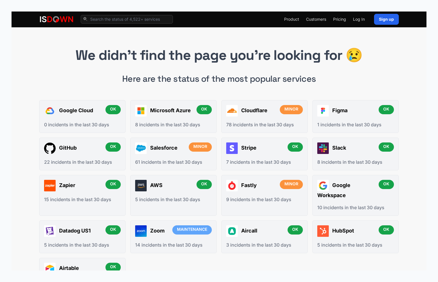 All Service Status in One Place