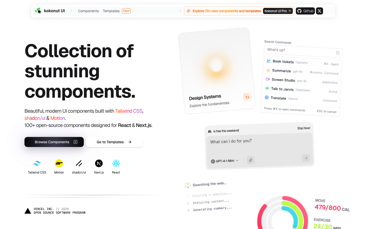 KokonutUI: 100+ Open Source Components