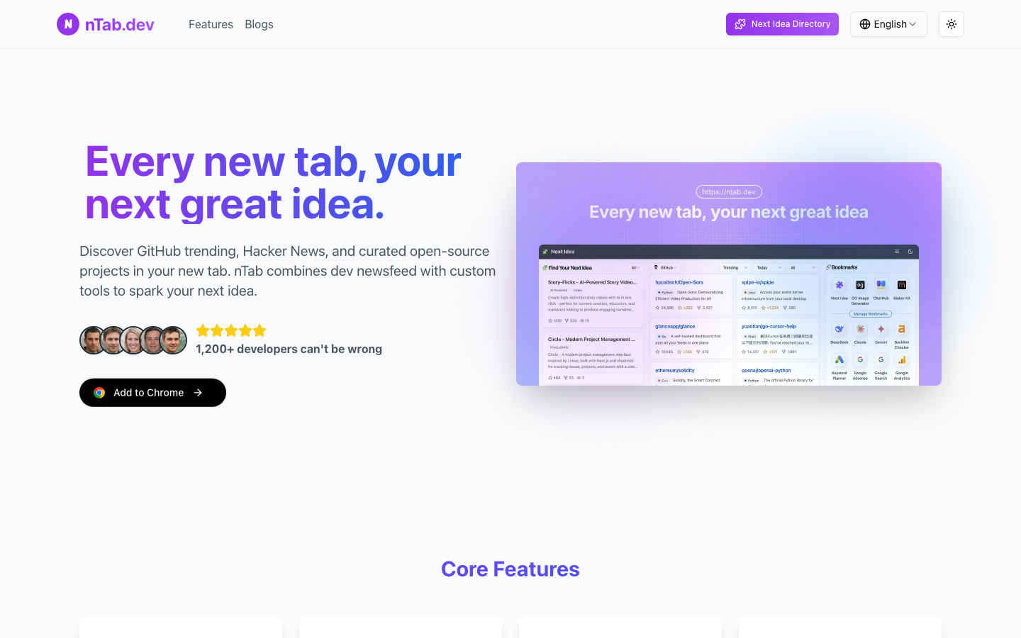 nTab: Idea Sparking New Tab