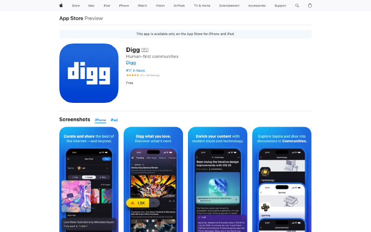 Digg：真人社交新闻社区